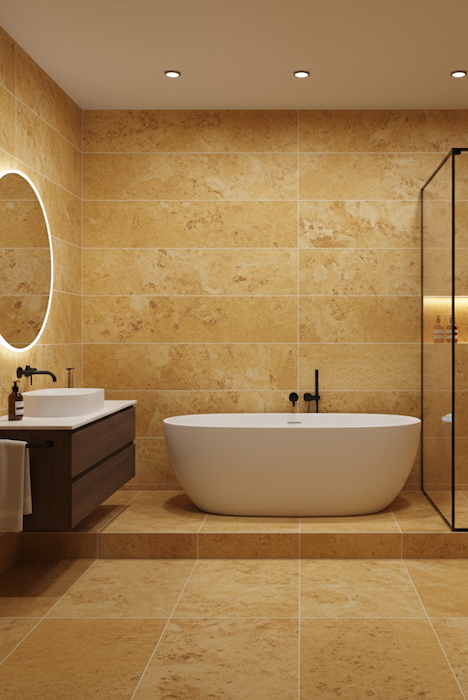 golden travertine bathroom