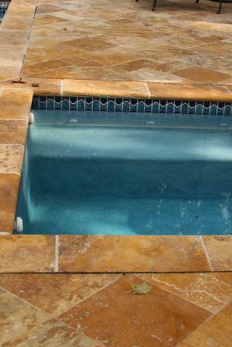 golden travertine pool