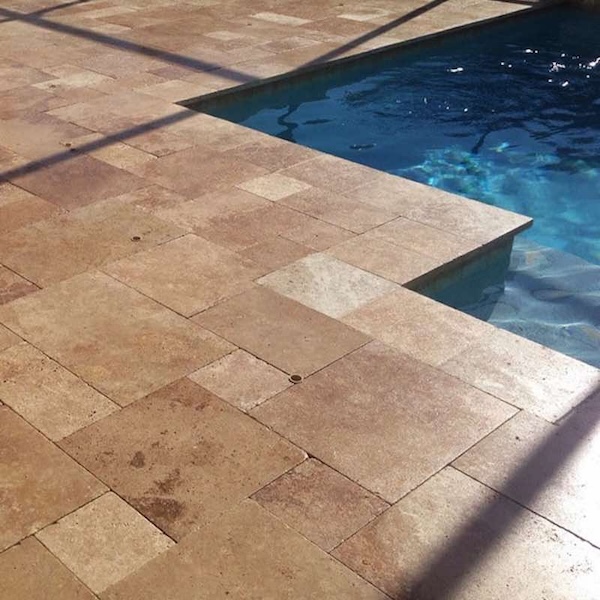 noce travertine pavers pool