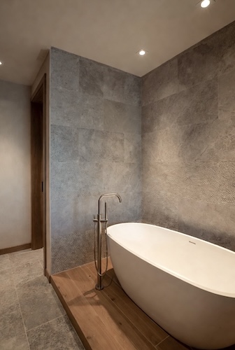 silver travertine bathroom