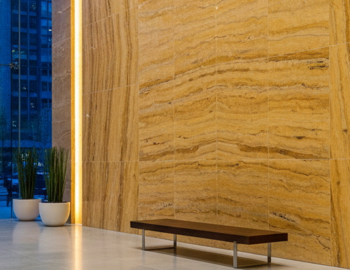 yellow travertine vein wall
